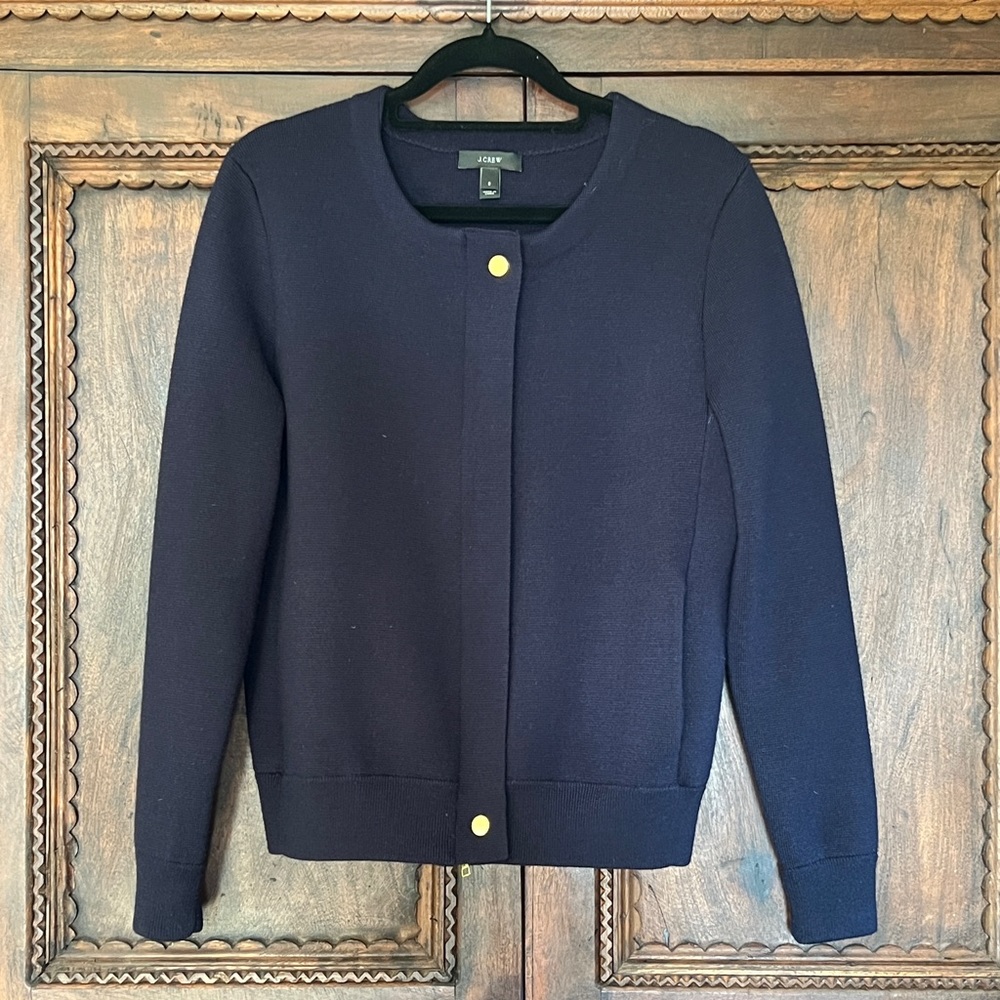 J.Crew Women’s Zip-up Long Sleeve Navy Sweater Jacket, size Small